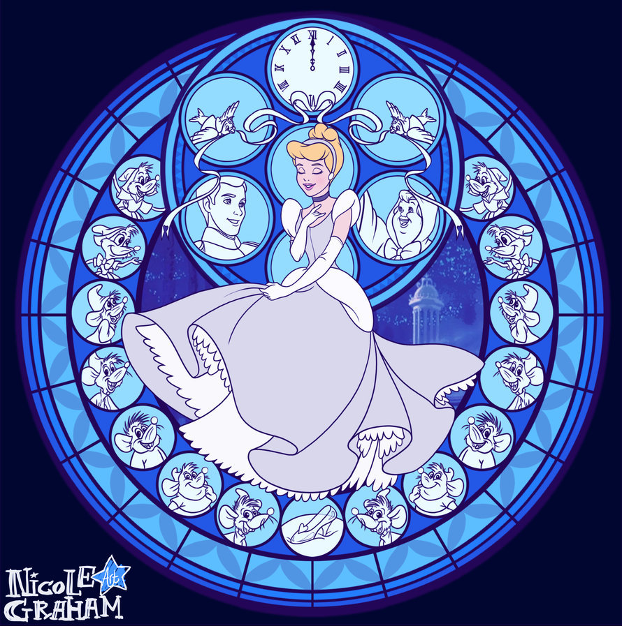 Stained glass disney characters