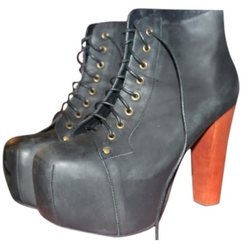 Pre-owned Jeffrey Campbell Distressed Black Platforms liked on ...
