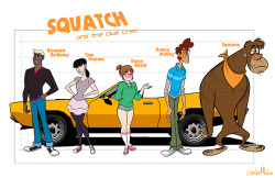 slbtumblng:  stickymonart: Squatch &amp; the Clue Crew! I wasn’t lying when I said I was trying to come up with a scooby parody. Featuring the OCs Bernard (SLB), Tina (StickyMon), Darcy (Andava), Davey (Aeolus), and Squatch’ the friendly Sasquatch.