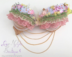 dryadgoddess:  Fairy Blossom Bra 🌸 https://www.etsy.com/listing/158350334/fairy-blossom-bra Size 34A as pictured is currently available! I can make sizes 32A - 38D, possibly smaller or bigger. Find more bras like this one and other cute accessories