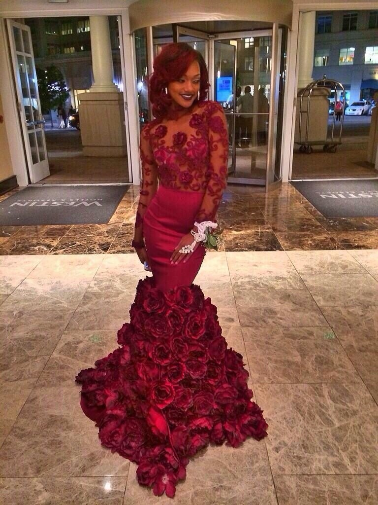 Burgundy mermaid prom dresses