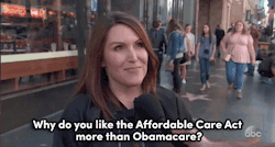 blvcklae: kuhree:  micdotcom: Jimmy Kimmel took to the street to see if people know the difference between Obamacare and the ACA  Lil stupid bitch.    I reblog this every time it crosses my dash. 