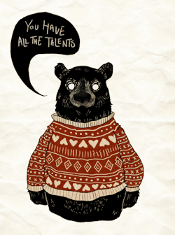 chocolateist:   beardhairdontcare:  I love you  Encouraging bear in sweater. 