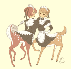 yamino:  I drew some deertaur maids! &lt;3 