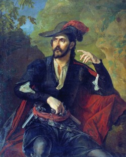 Vasily Tropinin (Russian, 1776-1857), Rogue (Portrait of Prince Obolensky), 1840. Oil on canvas, 120 x 90 cm. National Art Museum of the Republic of Belarus, Minsk.