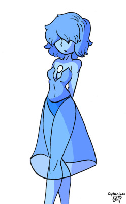 Blue Pearl from Steven Universe. Out of all 3 Pearls we’ve seen so far, I think Blue Pearl has my favourite design. She’s super cute and I love her hair. 