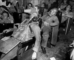 waffenss1972:  US Navy pilots sleep before pre-flight briefing