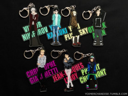 yoimerchandise: YOI x Avex Pictures Acrylic Keyholders (Comiket 91 &amp; Vol. 5 Sets) Original Release Date:December 2016 &amp; April 2017 Featured Characters (7 Total):Viktor, Yuuri, Yuri, Otabek, Christophe, JJ, Phichit Highlights:Though released four