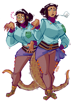 getdestroyed-staydestroyed: Ok, so I realized that the initial pictures of the Tequila Sisters only had them in their overcoats and as a result some people might be confused and think they were Nagas or something. They are half-human and half-rattlesnake