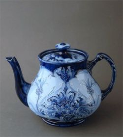 misstealady:  William Moorcroft Florian Cornflower Tea Pot 1900  