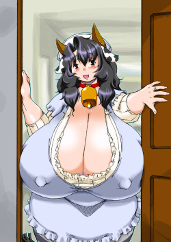 boobgrowth:  Farmer John, look! My tits have grown so big and full that I can no longer fit through doorways… Thank you for milking me every day &lt;3