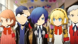 kumagawa:  Persona Q: Shadow of the Labyrinth brings together characters from Persona 3 and Persona 4 into a Nintendo 3DS dungeon crawler. There are a total of 20 characters in the game, but you can only bring five at time when you’re exploring