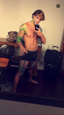 male-celebs-naked:  Logan Paul looming sexy covered in paintSubmit HERE  ←More Celebs HERE  ←