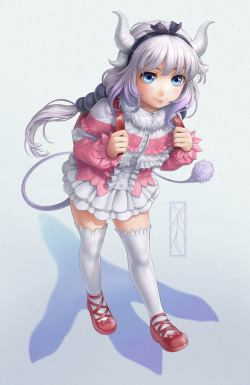 rarts:  Cute dragon girl Kanna Kamui: Kobayashi-san Chi no Maid Dragon anime art  [Artist:   Kotikomori]    