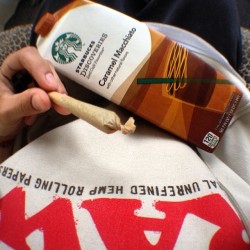 weedporndaily:  Fat Raw &amp; Starbucks, perfect #WakeandBake 👌✈️  by duluth_420 http://ift.tt/1oXHXXc
