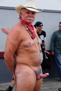 erectnudists:  Erect nudist in public   A nice nudist erection at Folsom Street Fair in San Francisco