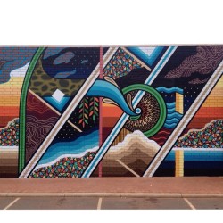 #PUBLIC is underway with this finish wall from Beastman and myself in #portheadland as part of our #converge show opening tonight at ry 6pm. Come past to see some inspired works from the #Pilbara in a topographic format. Thanks so much to the crew @formwa for all the support and positivity.  always great to hang and paint mate👍