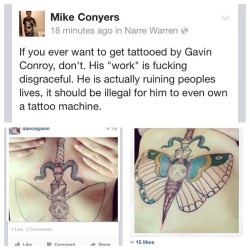 Literally no words for how horrible this is. @dancegavin  is not an artist, he is an idiot with a tattoo machine. #shittattoo #tattoo #homejob #terrible #spreadtheword