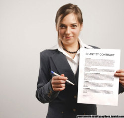 mrs-dana-agner:  bubbaspanks: teasinghiscagedcock:   doyouwantthetoporbottom:  CHASTITY CONTRACT This agreement is strictly between _________________ and _________________.  The agreement fully releases all rights of ownership of the penis that was once