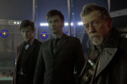 doctorwho:  The first in-studio image of Matt Smith, David Tennant, and John Hurt from the set of ’The Day of The Doctor.’ Don’t close your dash as we have a few more images coming in a bit…. 