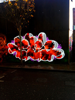 eastlondongraffiti:  Red graffiti, Brick Lane, 