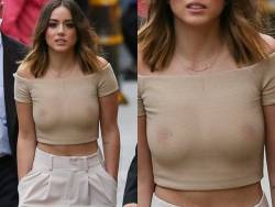 starprivate:  Chloe Bennet in seethrough topless boobs demo  Chloe Bennet trying to stop the traffic with her seethrough torpedos. Boy!