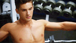 famousmeat:  Cody Christian strips for shirtless gym session on Teen Wolf