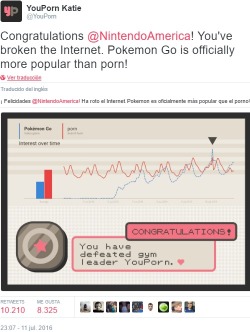 finofilipino:  Pokémon Go es el primer juego que supera en búsquedas al porno.Como os dije ayer, el fin está cerca.[Tweet]