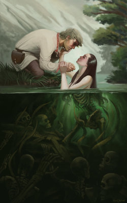 sixpenceee:  The Truth Lies Beneath the Surface by Kamil Jadczak. “Rusałka is a slavic female demon usually appearing around lakes, ponds or rivers. She deceives men and drowns them. I wanted to show her as a dead corpse that uses a charm, so that