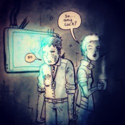 m3rtyn:Just threw in some colour/lighting and I’m done with this one… #illustration #art #drawing #comic #office #worker #BadDay #cyberpunk #dystopia #meh