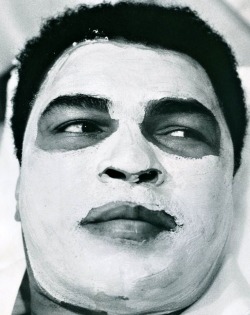 Scott Goldsmith - Muhammad Ali getting facial treatment, c. 1980.