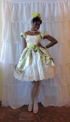 lyrique86:Princess Tiana inspired coord.  I hope to make some matching shoes in the future! Dress and Headpiece: Made by me Necklace: Made for me by my good friend kateruggeri