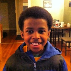 Amin got his hair cut today. It&rsquo;s a lil messed up in this pic but u get the idea. #son #family #haircut #fro #afro #smiles #instaphoto