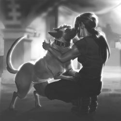 axl99:  POI fanart noir of the meeting of old friends. The puppy apparently didn’t need any gifts from hammer lady this time. “Told ya I’ll be back buddy.” —— Previously I made something rude and VERY SPOILERY, and if you wanna see it here