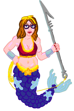 Self-Portrait as a Wonder-Woman-Mermaid Drawing with Flash while watching Doctor Who.