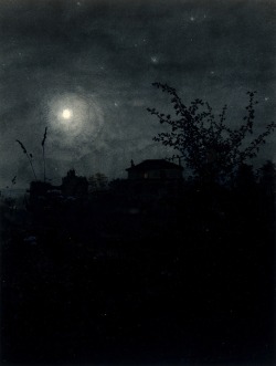 magictransistor:  Léon Bonvin, Moonlight Scene, Houses in Background, 1864. 