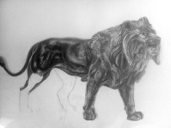 vaness-art:  D’après Le lion marchant de Barye 