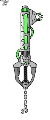 I made another Keyblade. This one is based on one of my favourite cartoons, Danny Phantom. I call it the “Fenton Ghost Blade”.