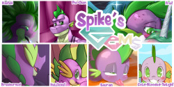   Spike’s Gems is a parody portfolio featuring our favorite dragon Spike in various scenarios. Everypony else gets one of these, so how about one for best dragon? 7 iconic Spike artists banded together to make a pack dedicated to the little dude we
