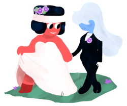 745298:i still really like the way the answer book was drawn so i wanted to try and draw ruby and sapphire in their wedding outfits that way…but without the pretty bgs..