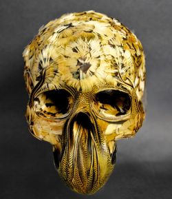 asylum-art:  Laurence Le Constant: Feather skulls After studying applied arts with a specialistion in fashion and textile design, she completed her education with studies in the Fine Arts at the Sorbonne and in couture at the cole de la Chambre Syndicale