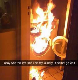 metrowolf:tastefullyoffensive: This is what happens when you don’t separate your colors and whites.[via]  my dryer is on fire. I better snap chat that shit 