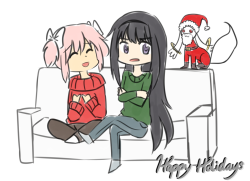 homura-chu:  I’d be disturbed too, Homura. It’s disgusting get it off the couch. — Happy Holidays to all of you! Thank you for 600 followers! Wow woah! ; u ; 