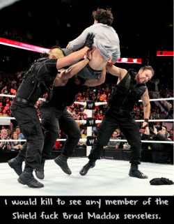 wwewrestlingsexconfessions:  I would kill to see any member of the Shield fuck Brad Maddox senseless.