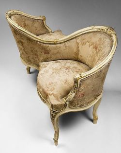 copperbadge: nae-design: TIL kissing bench / loveseat / conversation sofa / tête-à-tête chair.  I used to get in trouble with my mentor in undergrad because I was obsessed with this style of chair and every period piece where it would fit, I’d