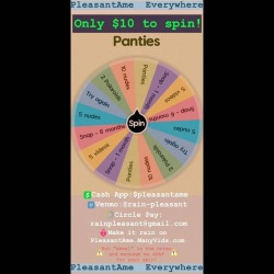 sortofunpleasant:  Spin the wheel! Message me once you’ve sent the payment. So far, 3 people have won 贱 worth of content! That’s insane. Get in on the fun. https://www.instagram.com/p/BtqNtK9FQjN/?utm_source=ig_tumblr_share&amp;igshid=1bvf7q7hd08b3