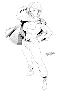 fishsauce69:Power Girl Line art by D-Toshi For us at FishSauce!Your Support means a lot to us and really helps Motivate our friends in Japan. :)  They want to try new things, like American comics.