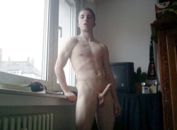 nudecamboys:  Sexy Naked Teen Boy Posing With Shaved Hard Cock  repost worthy!  Horny smooth fucker