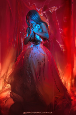 kassandraphoto:  I couldnt help but add a lil BTS shot at the end! This shoot I did with my friend Nan Valtiel was a great ‘getting back to our roots’ party. We used nothing but tarp, tape and fake blood to create images that feel like they are ripping
