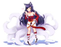 dahsofas:    League of Legend fan art. I really loves playing this champion but at the same time I suck so bad that the game makes me sad, I’m only a level 18 vsing against level 30s ;_; .    Very pretty! ! &lt;3 Ahri